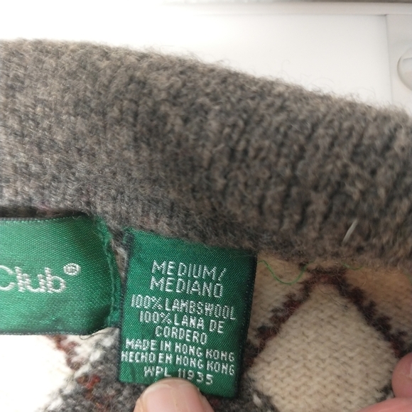 Vintage Argyle Collared 100% lambswool sweater, size M - Picture 6 of 8